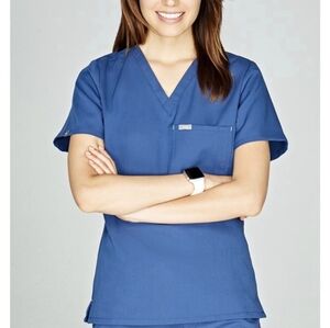 FIGS Women's Cabral One Pocket Scrub Top in Midnight Blue Size XS Medical Work